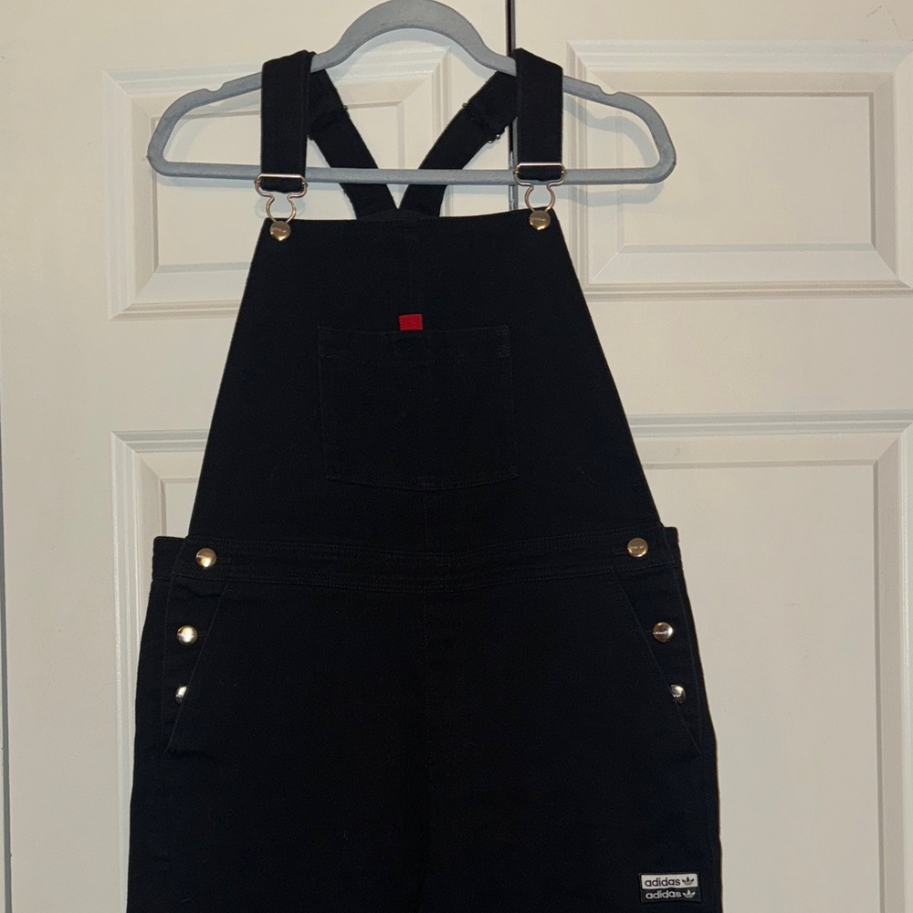 adidas Originals Dungaree Overalls Women’s L Black Denim